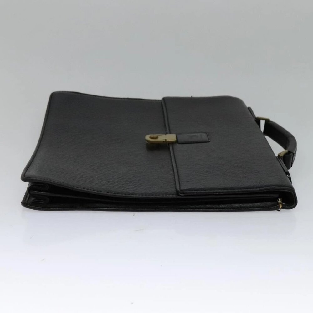 Burberrys Business Bag Leather Black Gold Auth bs26949 - Picture 5 of 16